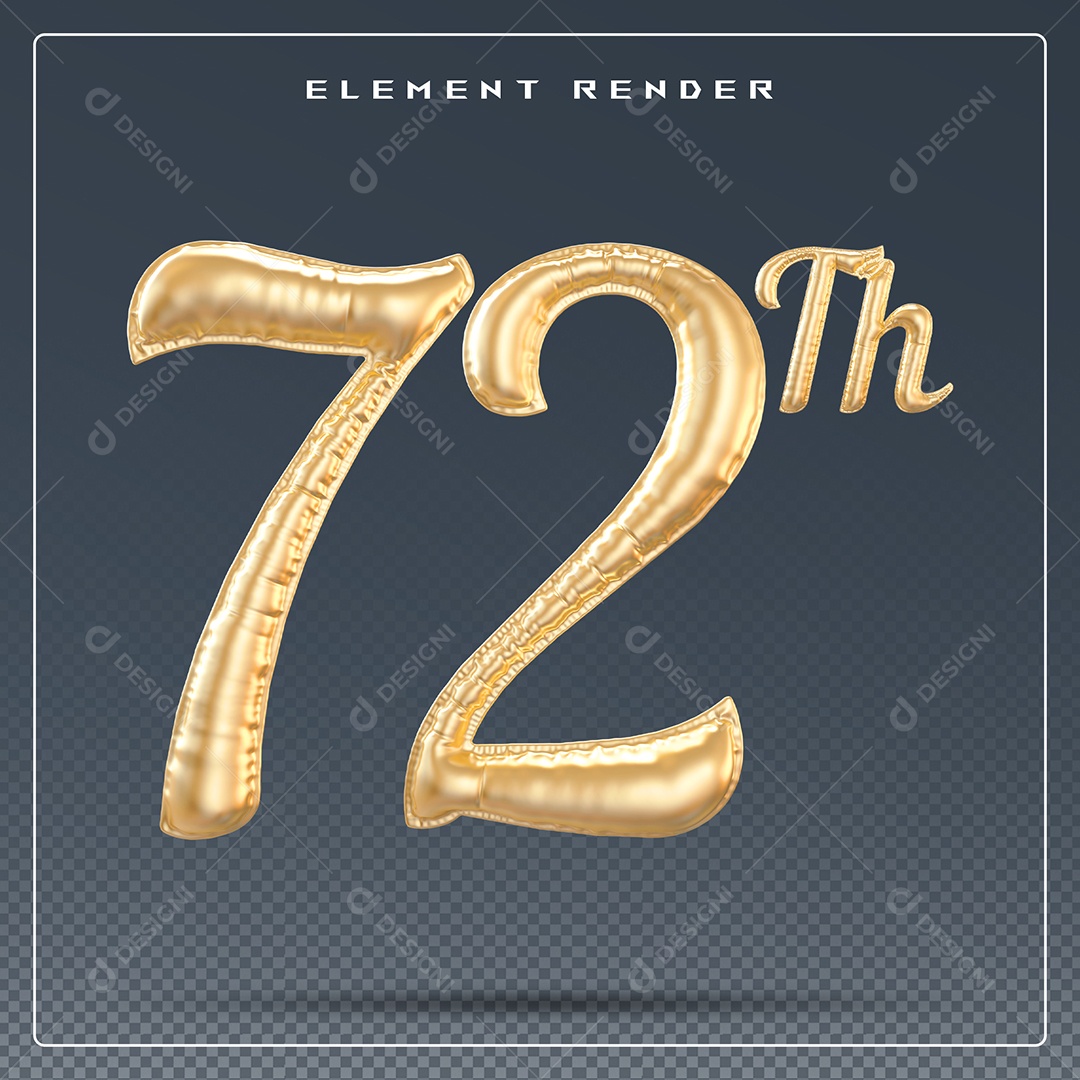 Elemento 3D Número 23 Th Dourado para Composição PSD