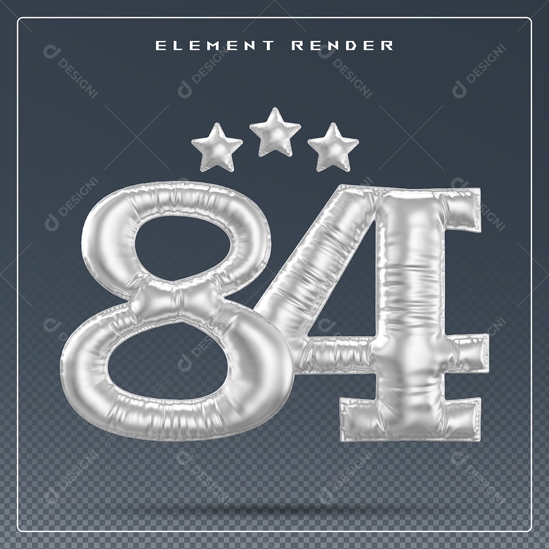 Elemento 3D Número 23 Cinza para Composição PSD