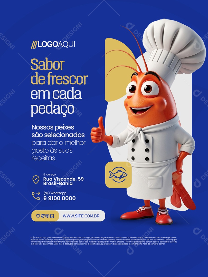 Peixaria Sabor de Frescor em Cada Pedaço Social Media PSD Editável