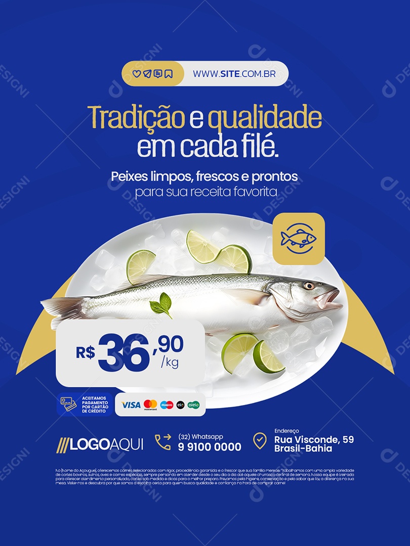 Peixaria Tradição e Qualidade em Cada Filé Social Media PSD Editável