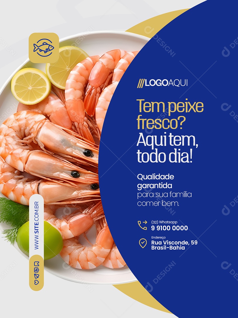 Peixaria Tem Peixe Fresco Social Media PSD Editável