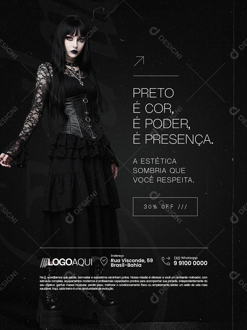 Loja Gótica Preto é Cor é Poder é Presença Social Media PSD Editável