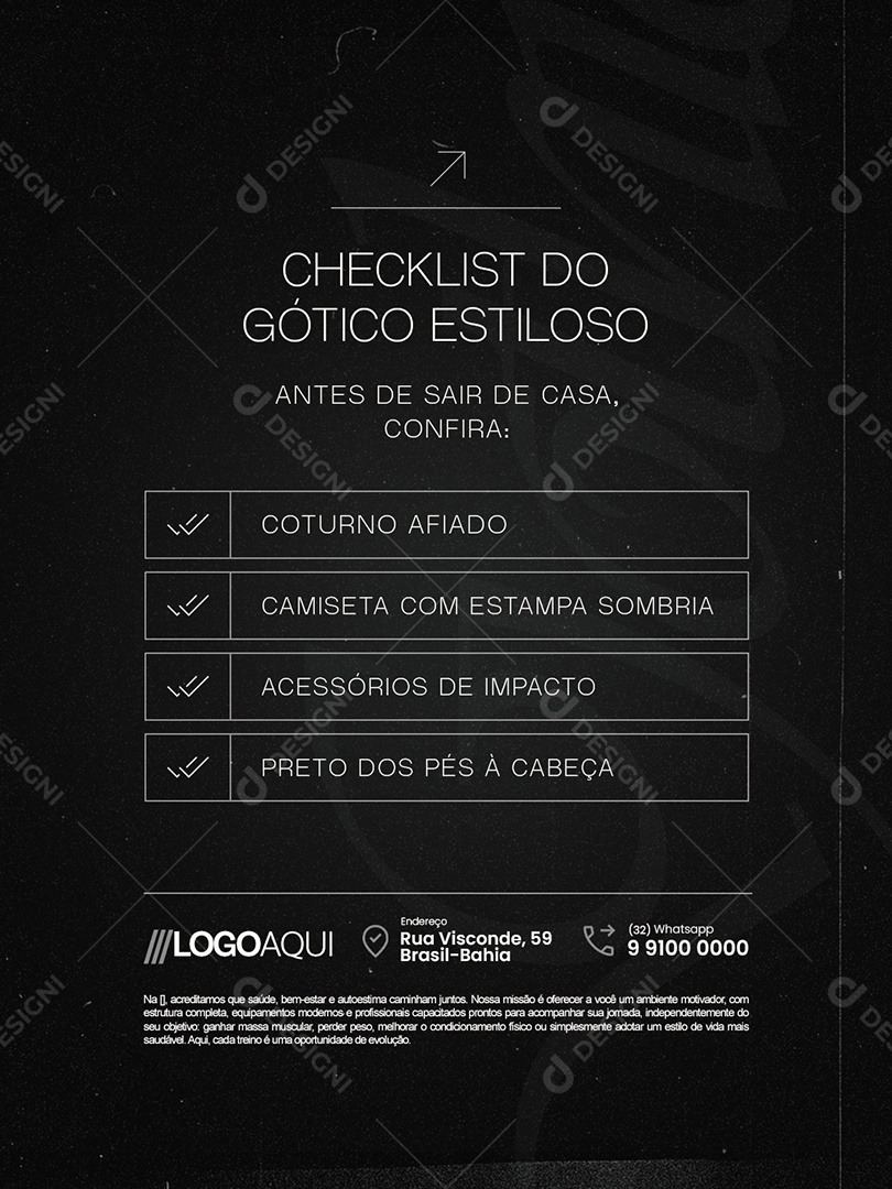 Loja Gótica Checkist do Gótico Estiloso Social Media PSD Editável