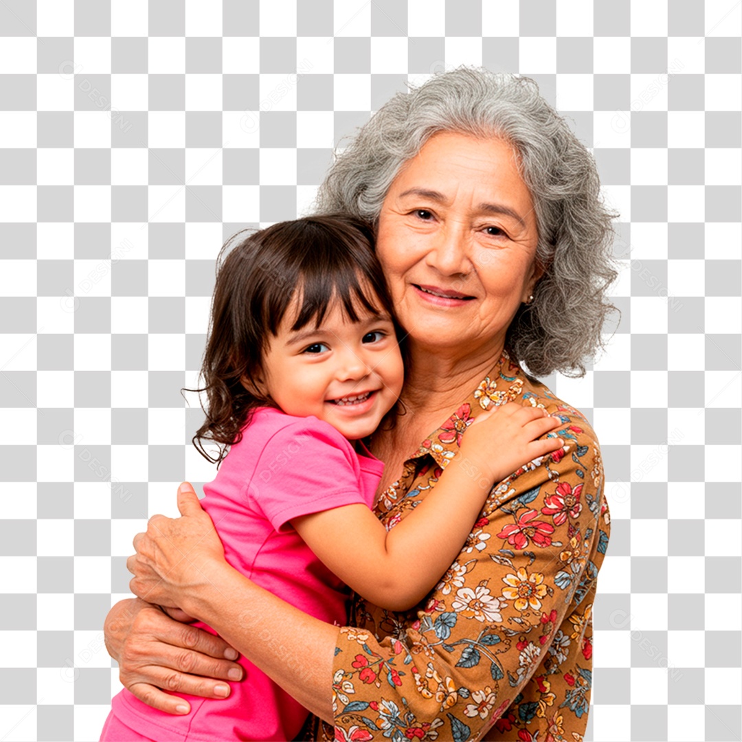 Avó e Neta Abraçados PNG Transparente
