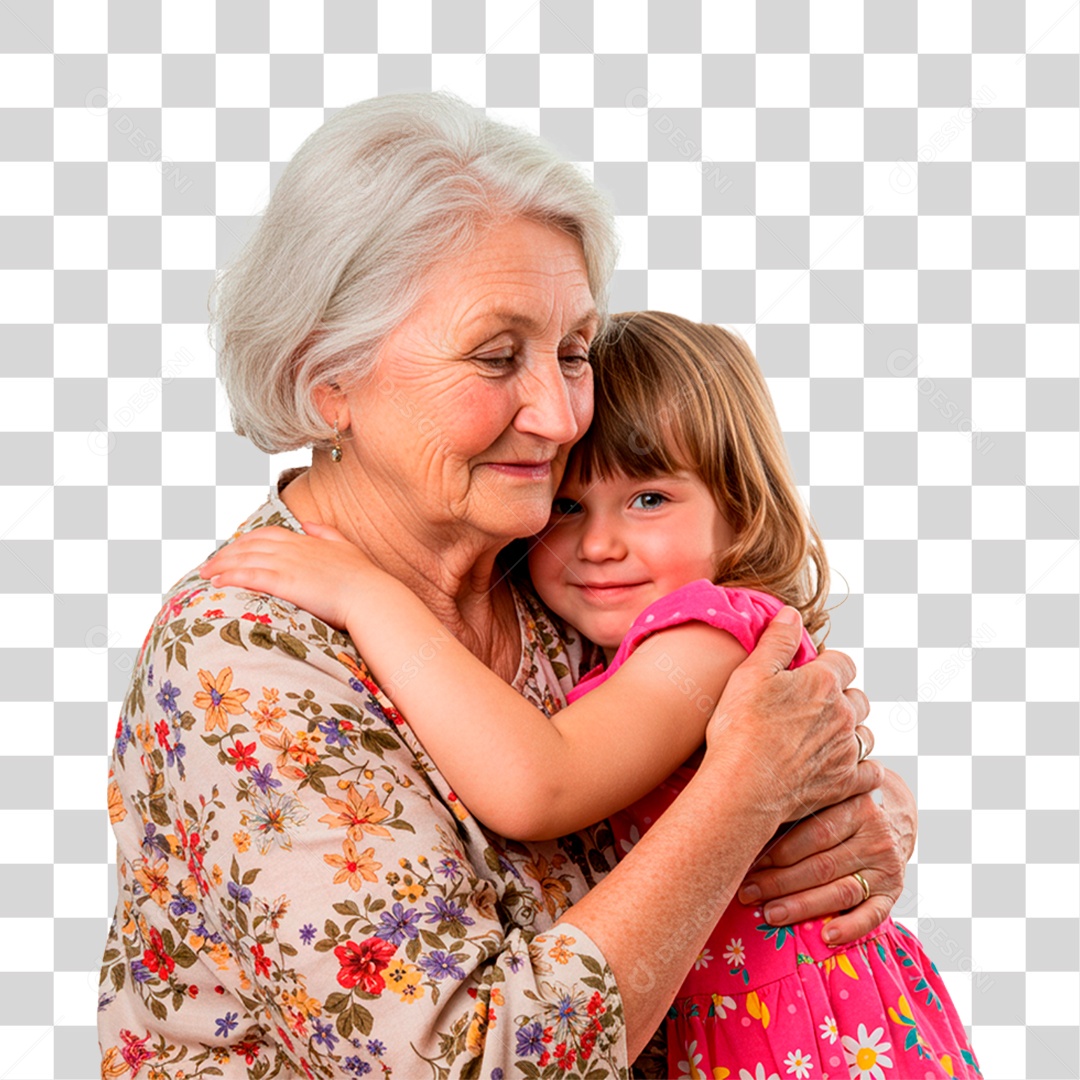 Avó e Neta Abraçados PNG Transparente