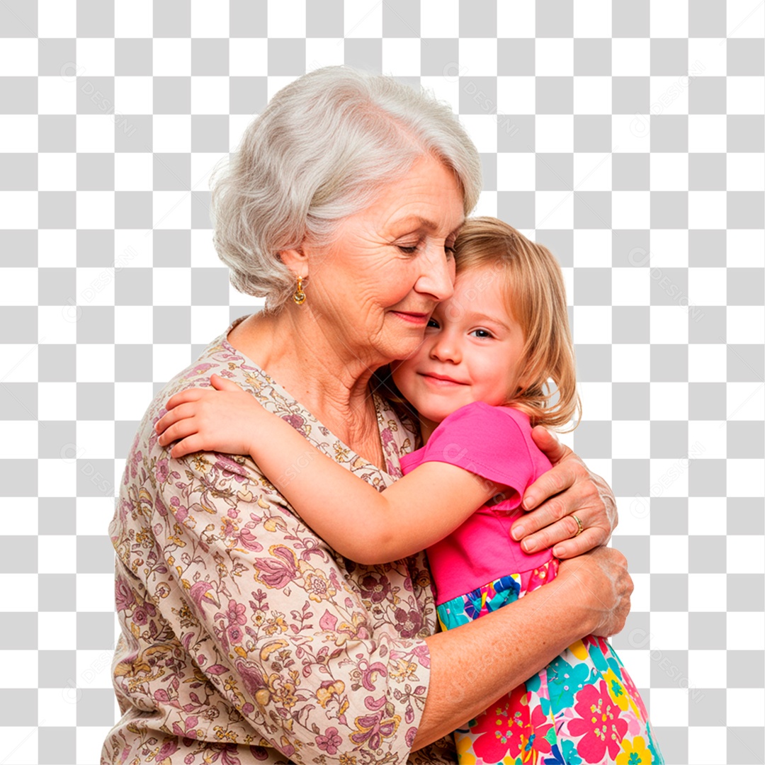 Avó e Neta Abraçados PNG Transparente
