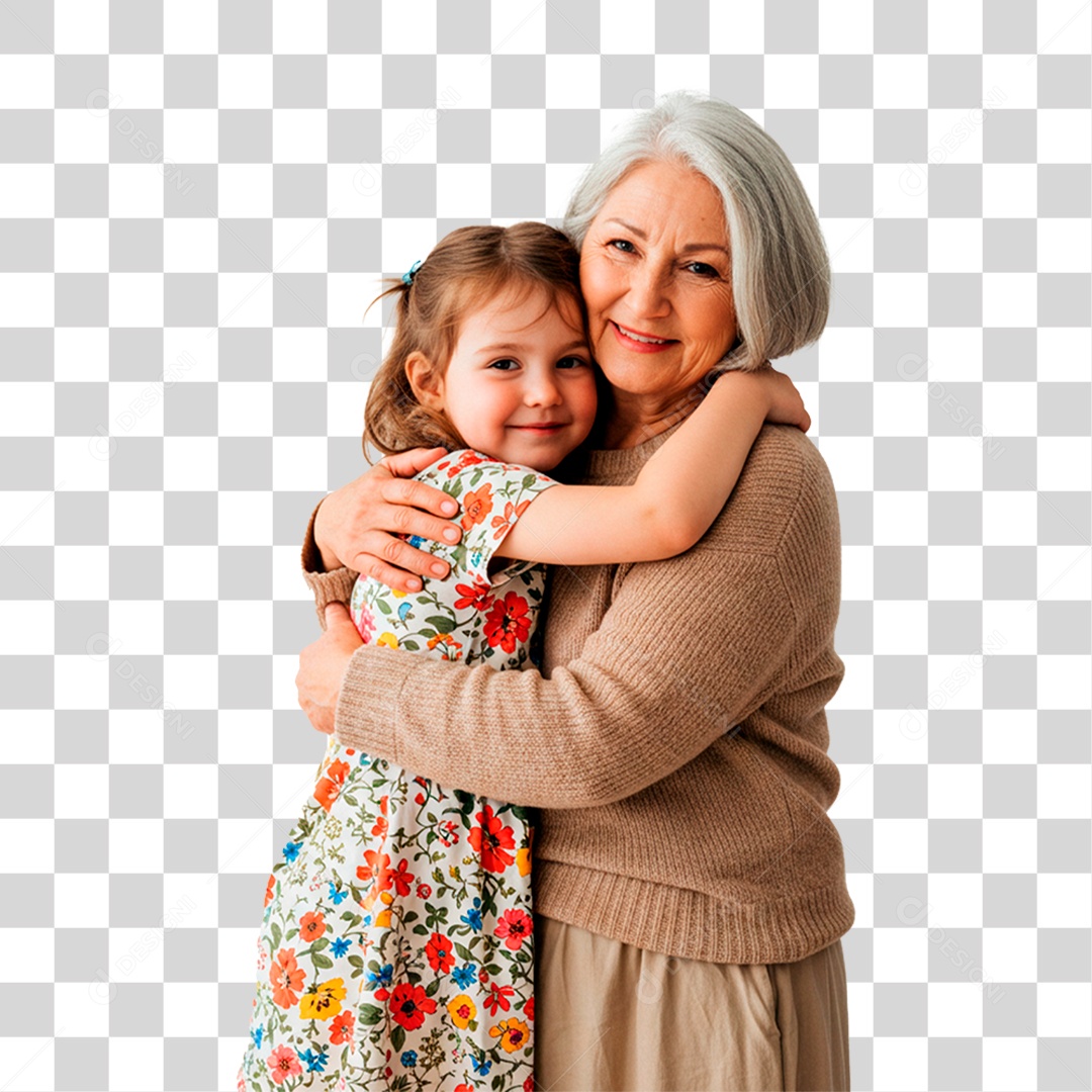 Avó e Neta Abraçados PNG Transparente