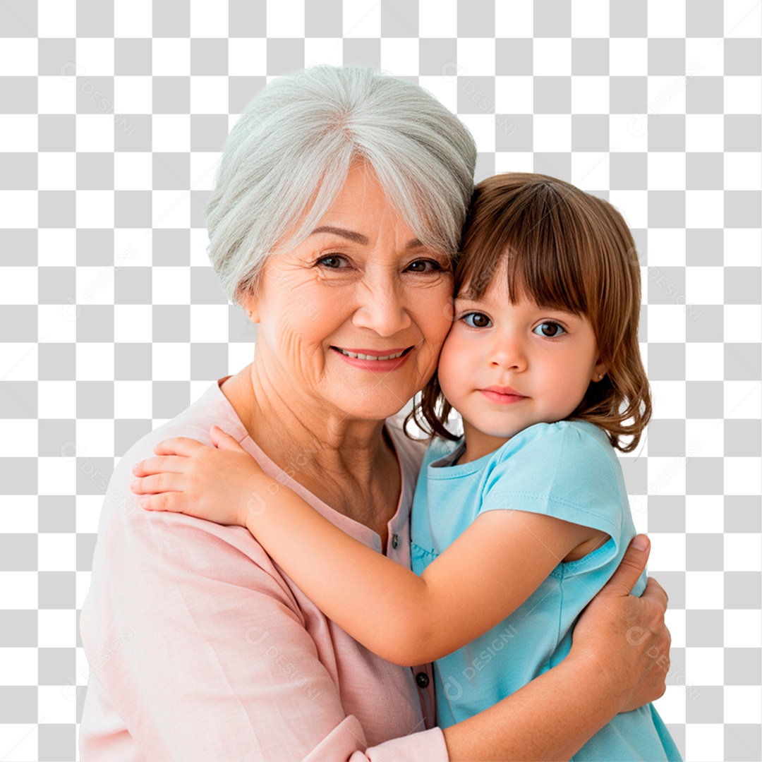 Avó e Neta Abraçados PNG Transparente