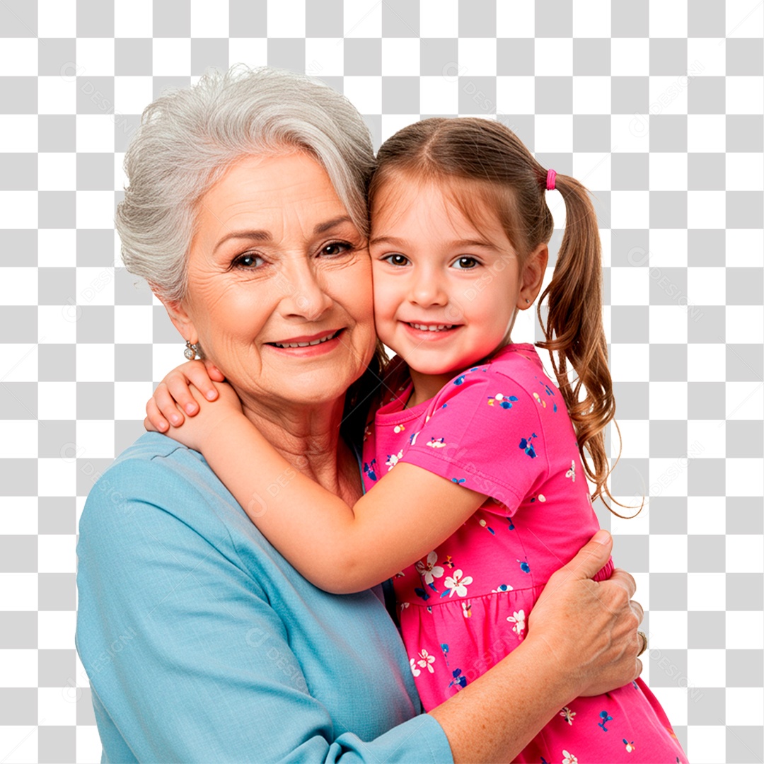 Avó e Neta Abraçados PNG Transparente