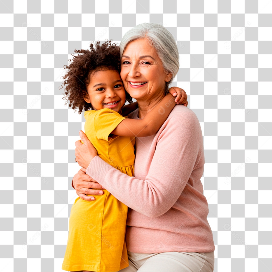 Avó e Neta Abraçados PNG Transparente