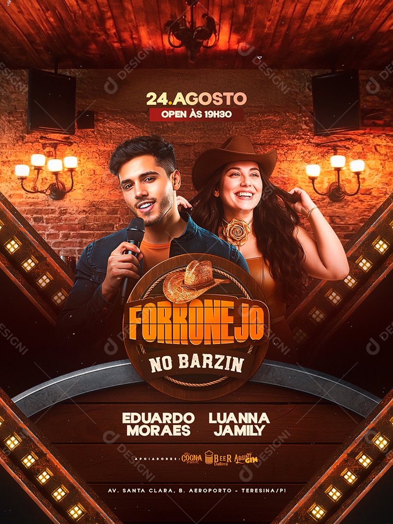 Flyer Forronejo no Barzin Social Media PSD Editável