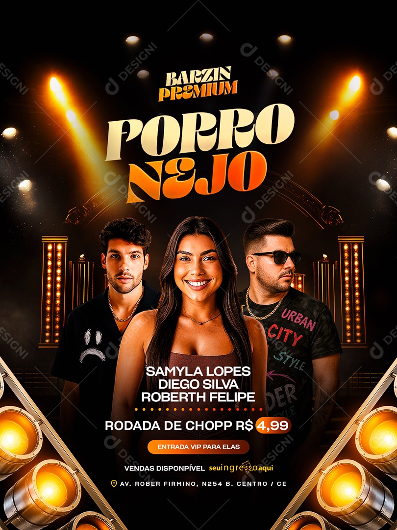 Flyer Barzin Premium Forronejo Social Media PSD Editável