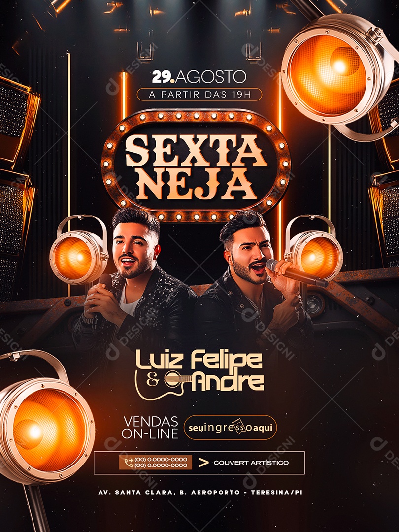 Flyer Sextaneja Luiz Felipe e Andre Social Media PSD Editável
