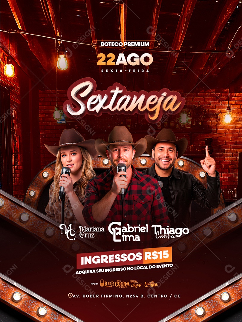 Flyer Próximos Shows Sextaneja Social Media PSD Editável