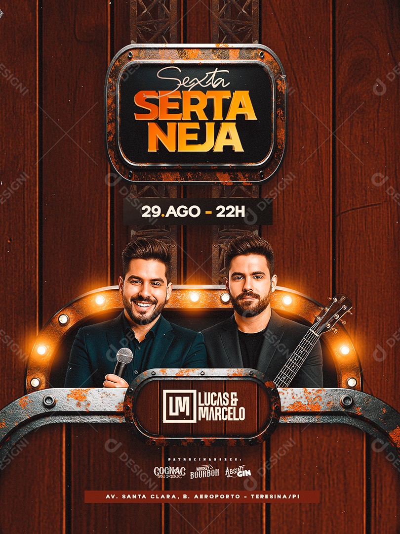 Flyer Sexta Sertaneja Lucas e Marcelo Social Media PSD Editável