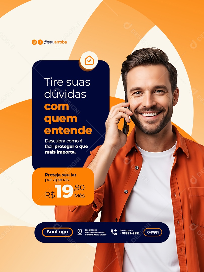 Seguro Tire suas Dúvidas com Quem Entende Social Media PSD Editável