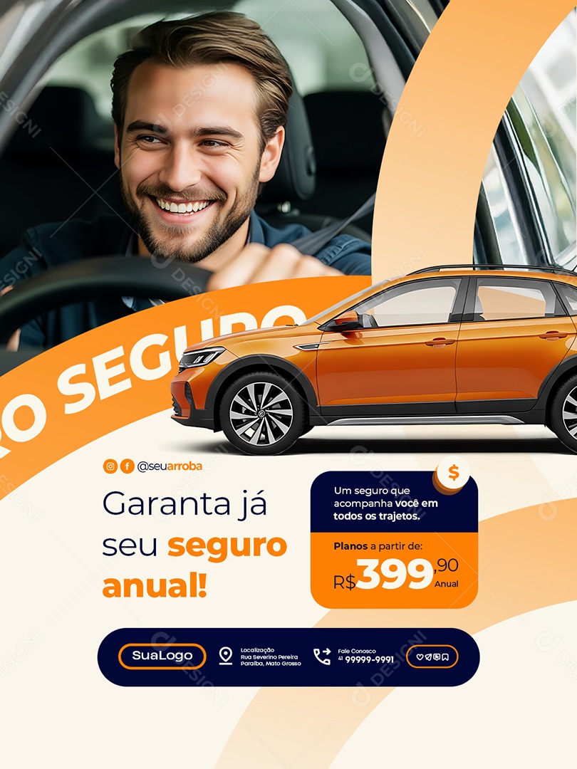 Seguro Garanta Já seu Seguro Anual Social Media PSD Editável