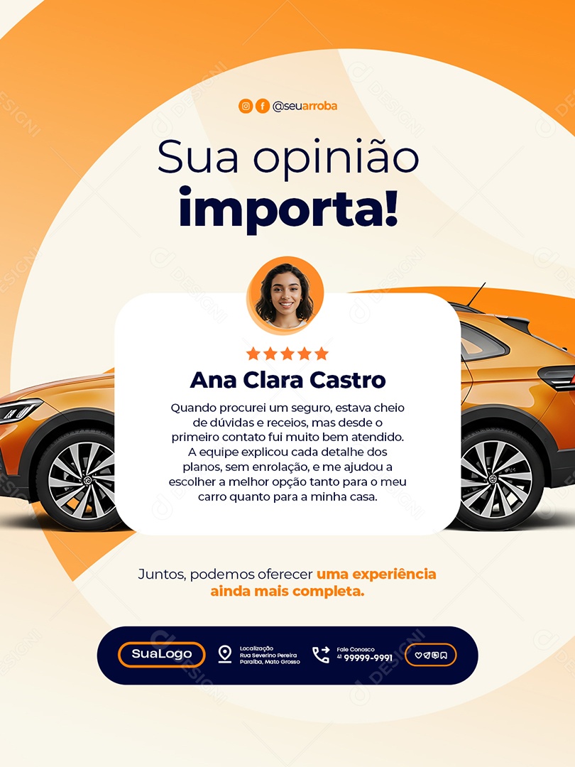 Seguro Sua Opinião Importa Social Media PSD Editável