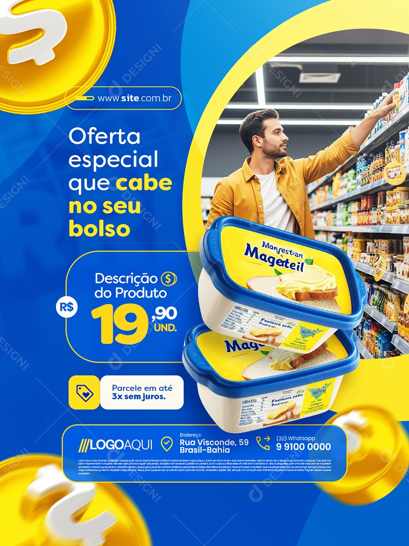 Supermercado Oferta Especial Social Media PSD Editável