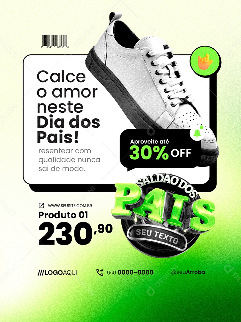 Sapataria Saldão dos Pais Calce o Amor Neste Dia dos Pais Social Media PSD Editável