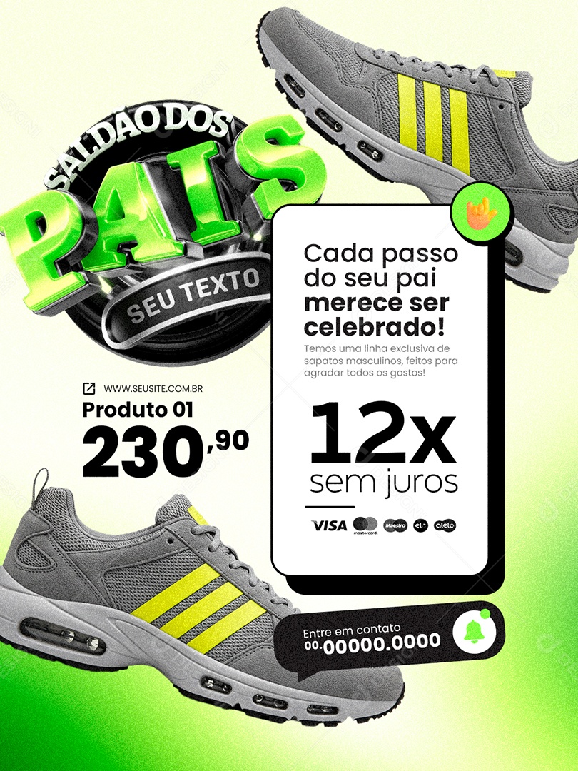 Sapataria Saldão dos Pais Tênis Sapatos Masculinos Social Media PSD Editável