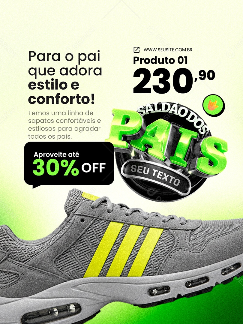 Sapataria Saldão dos Pais Tênis Estilo e Conforto Social Media PSD Editável