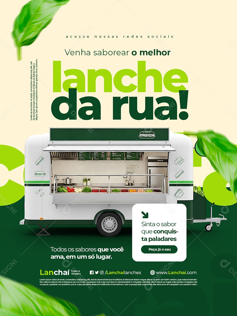 Trailer Lanche Venha Saborear o Melhor Lanche da Rua Social Media PSD Editável