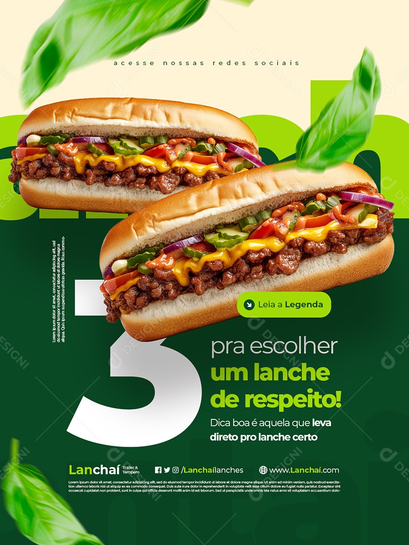 Trailer Lanche Três Dicas pra Escolher um Lanche de Respeito Social Media PSD Editável
