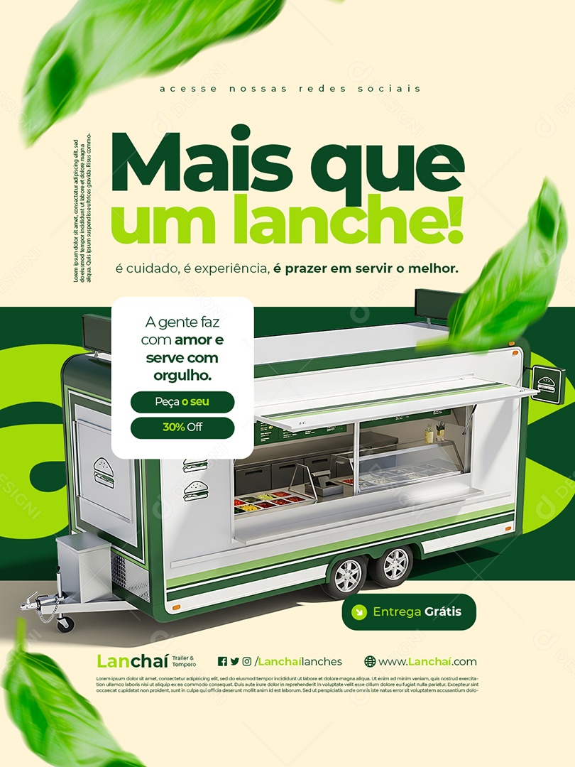 Trailer Lanche Mais Que um Lanche Social Media PSD Editável