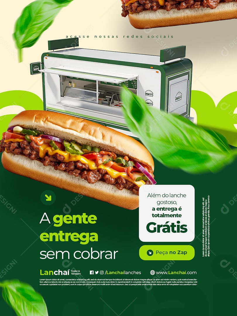 Trailer Lanche A Gente Entrega sem Cobrar Social Media PSD Editável