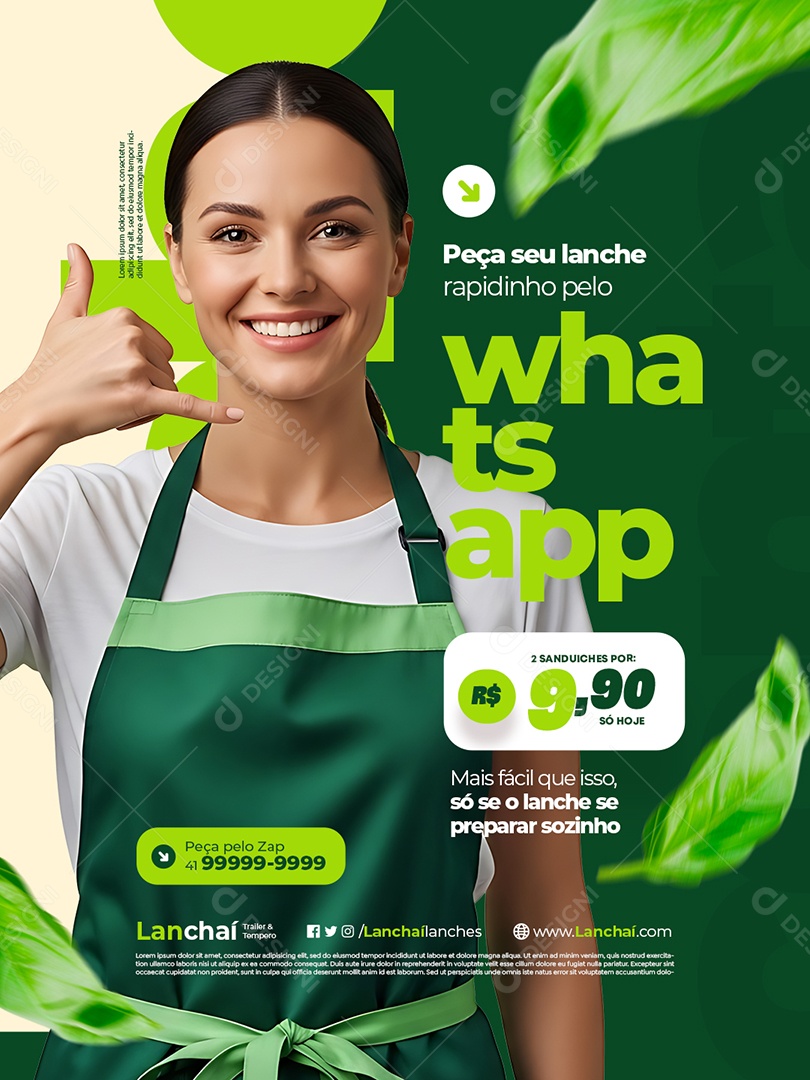 Trailer Lanche Whatsapp Social Media PSD Editável
