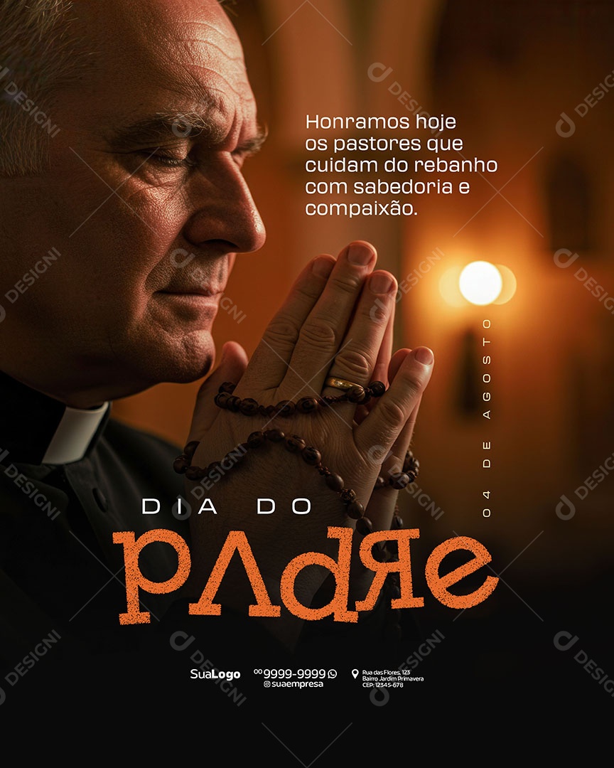 Dia do Padre 04 de Agosto Social Media PSD Editável