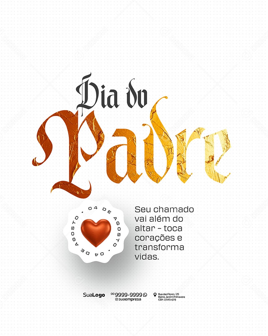 Dia do Padre 4 de Agosto Social Media PSD Editável