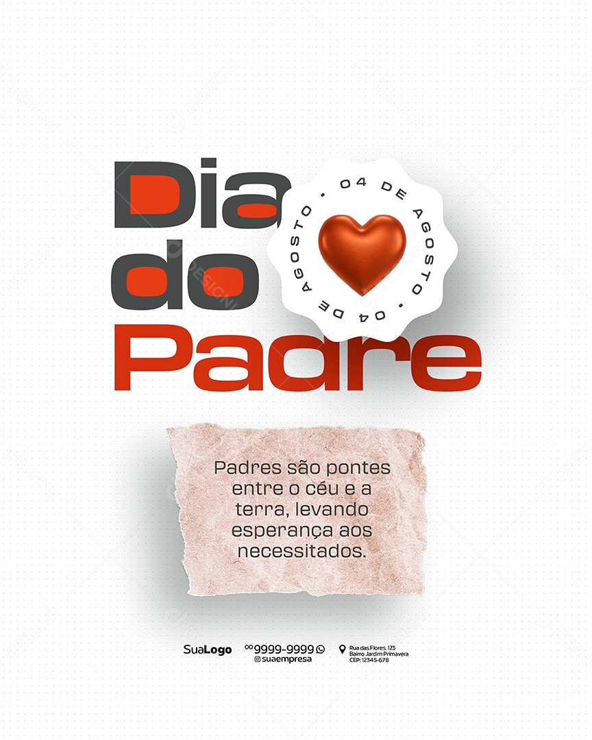 Dia do Padre 4 de Agosto Social Media PSD Editável