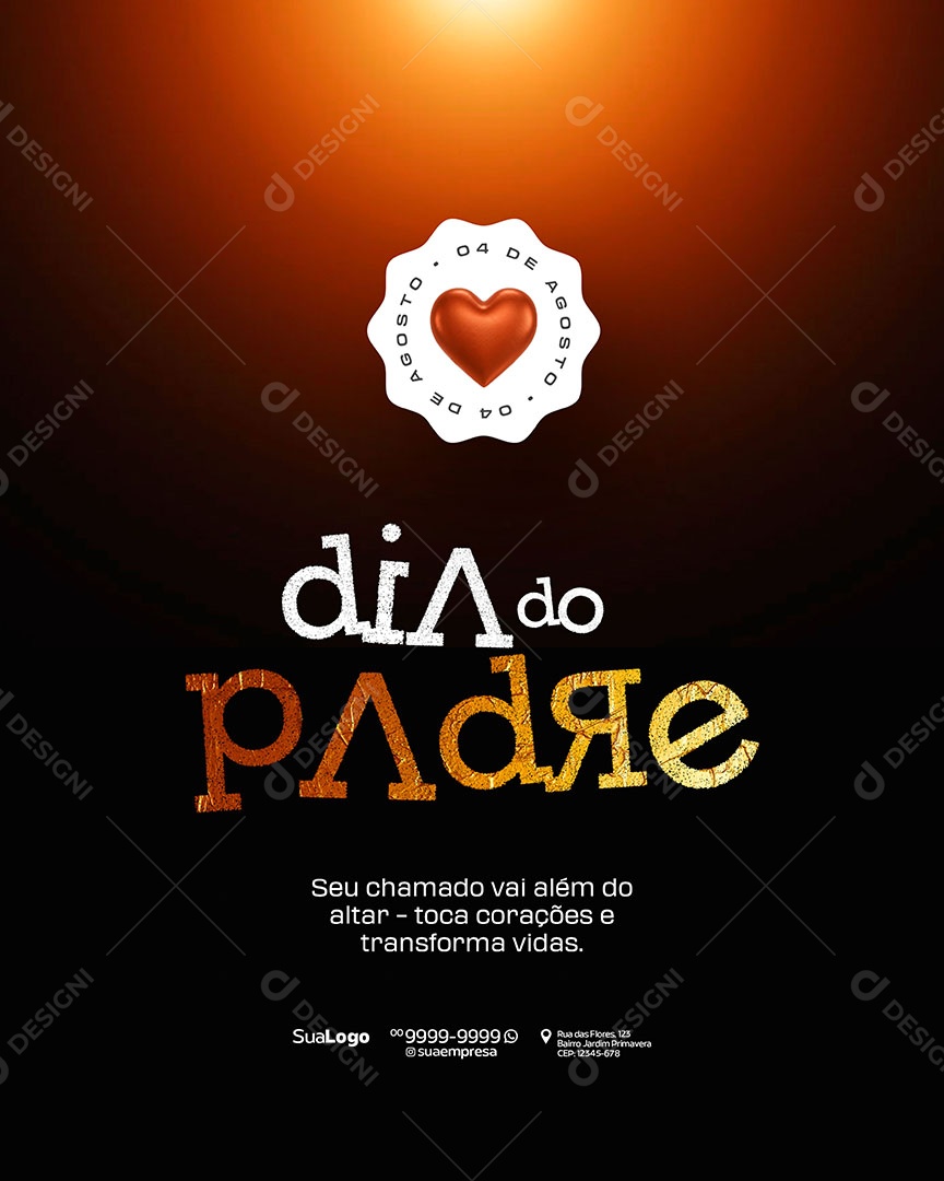 Dia do Padre 4 de Agosto Social Media PSD Editável