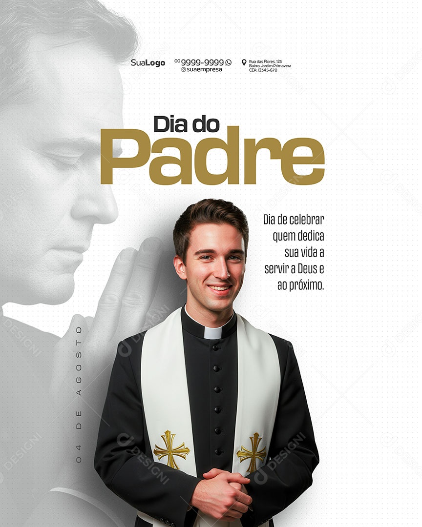 Dia do Padre 4 de Agosto Social Media PSD Editável