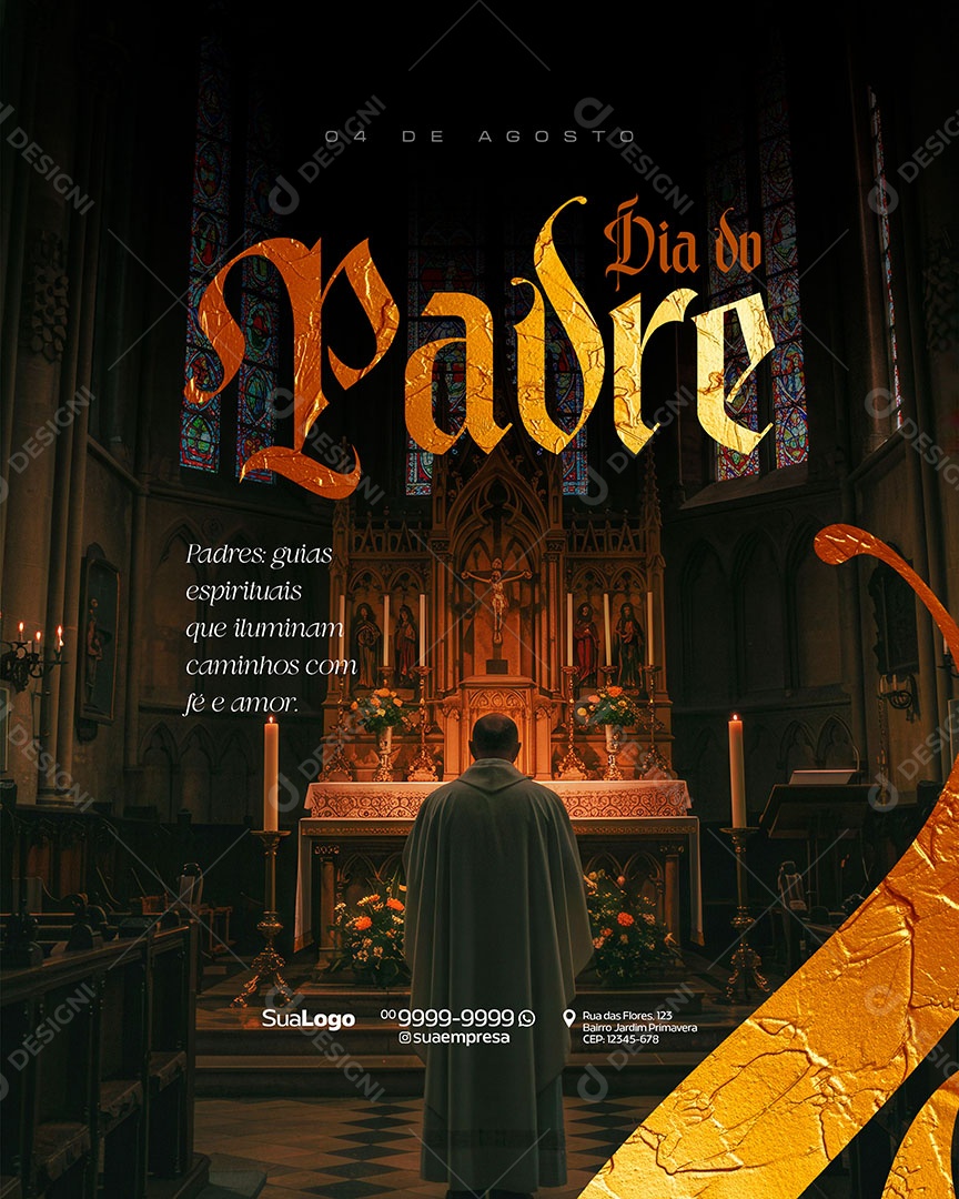 Dia do Padre 4 de Agosto Social Media PSD Editável