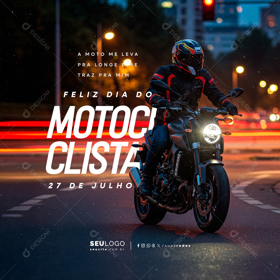 Feliz Dia do Motociclista 27 de Julho Social Media PSD Editável