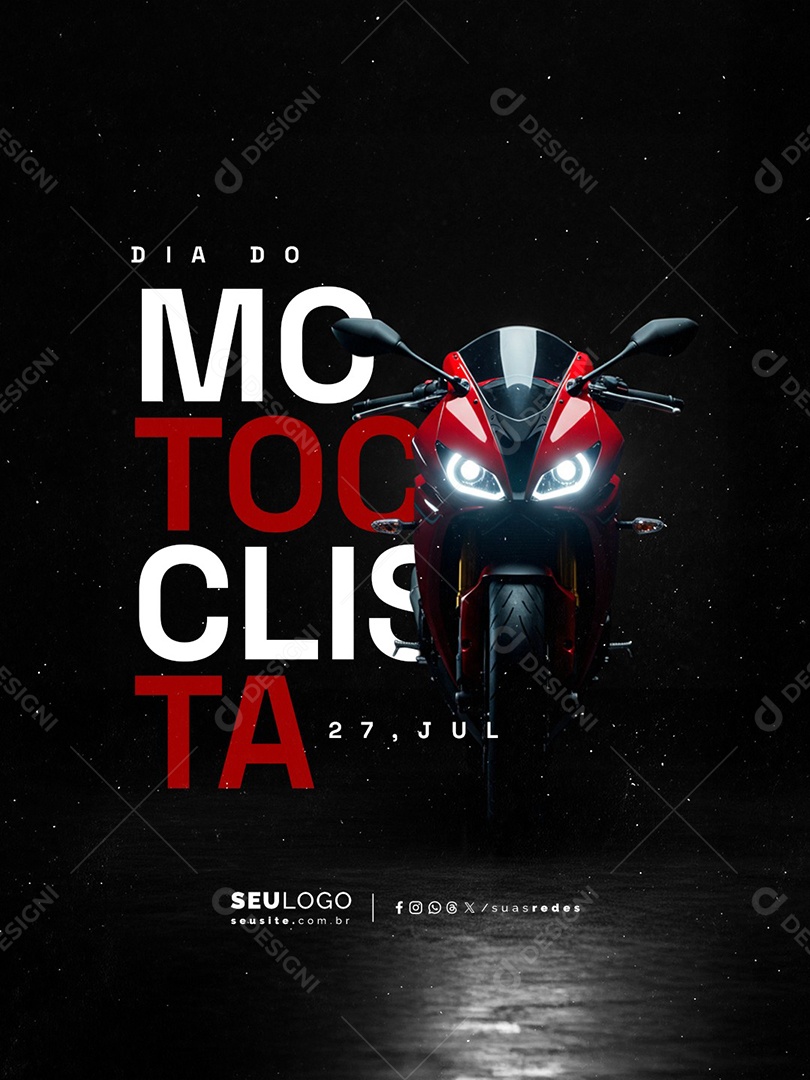 Dia do Motociclista 27 de Julho Social Media PSD Editável