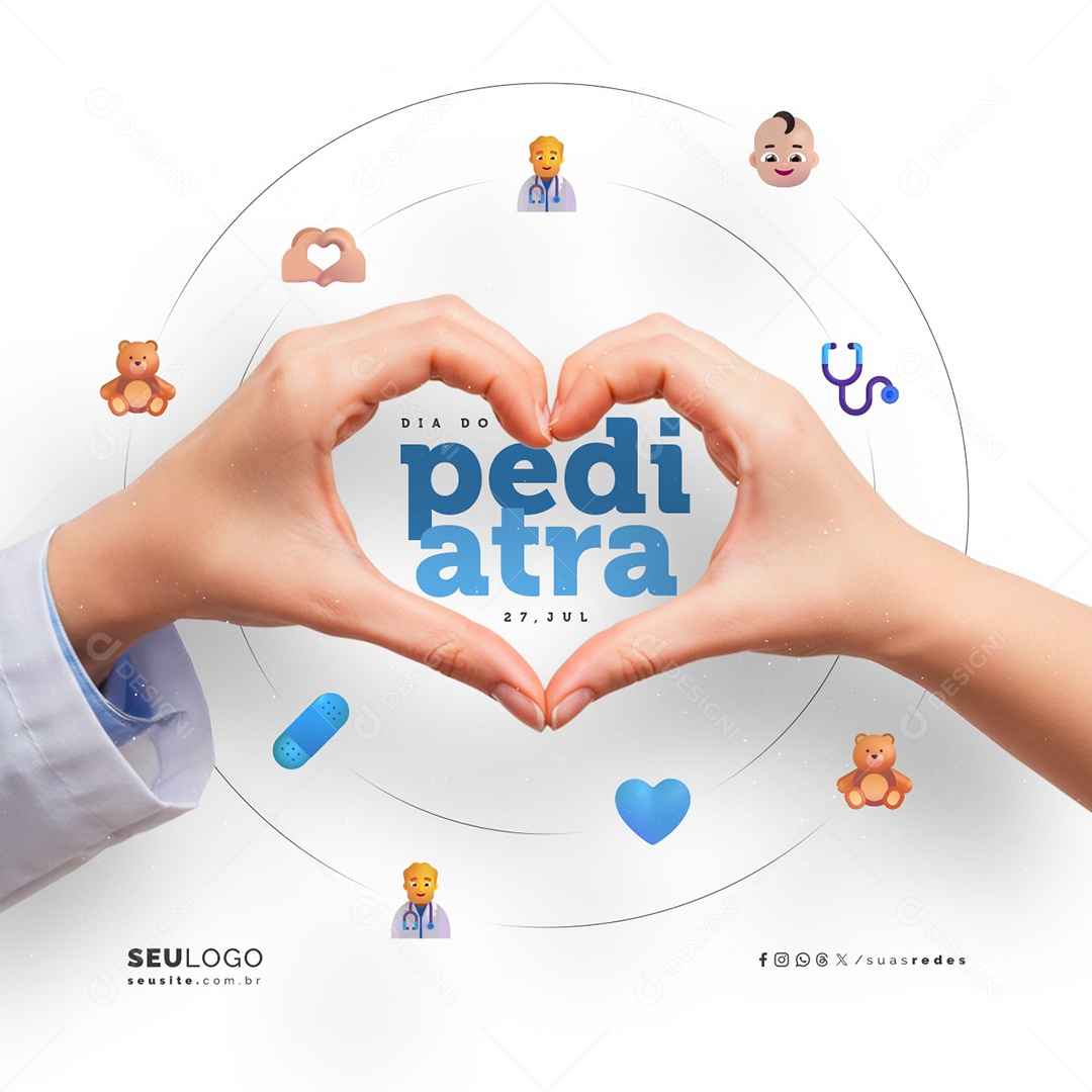 Dia do Médico Pediatra 27 de Julho Social Media PSD Editável