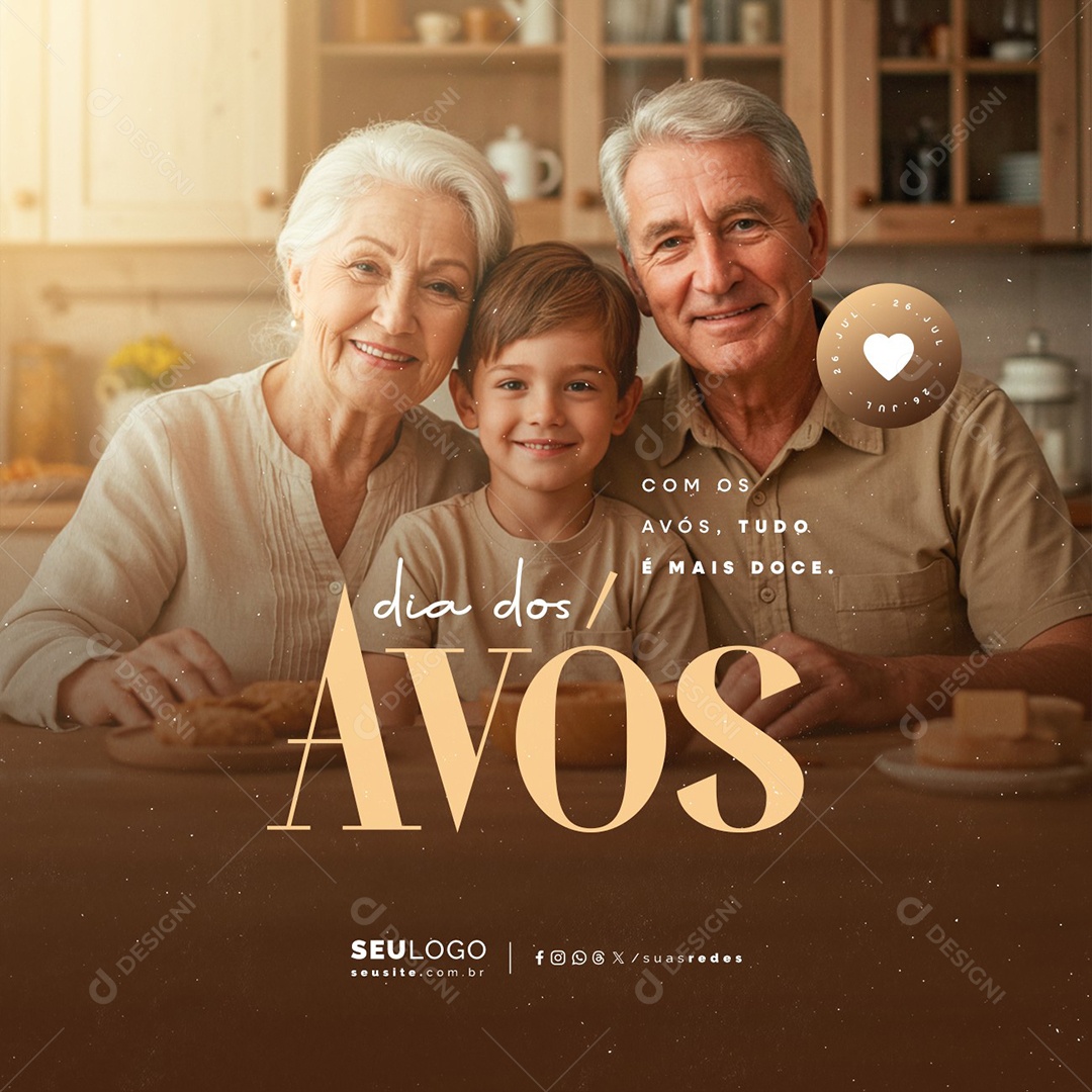 Dia dos Avós 26 de Julho Obrigado Social Media PSD Editável