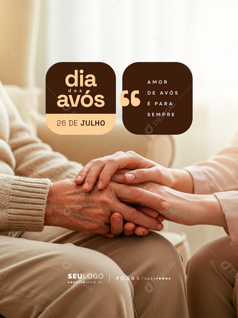 Dia dos Avós 26 de Julho Obrigado Social Media PSD Editável