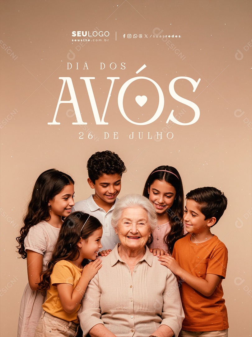 Dia dos Avós 26 de Julho Obrigado Social Media PSD Editável