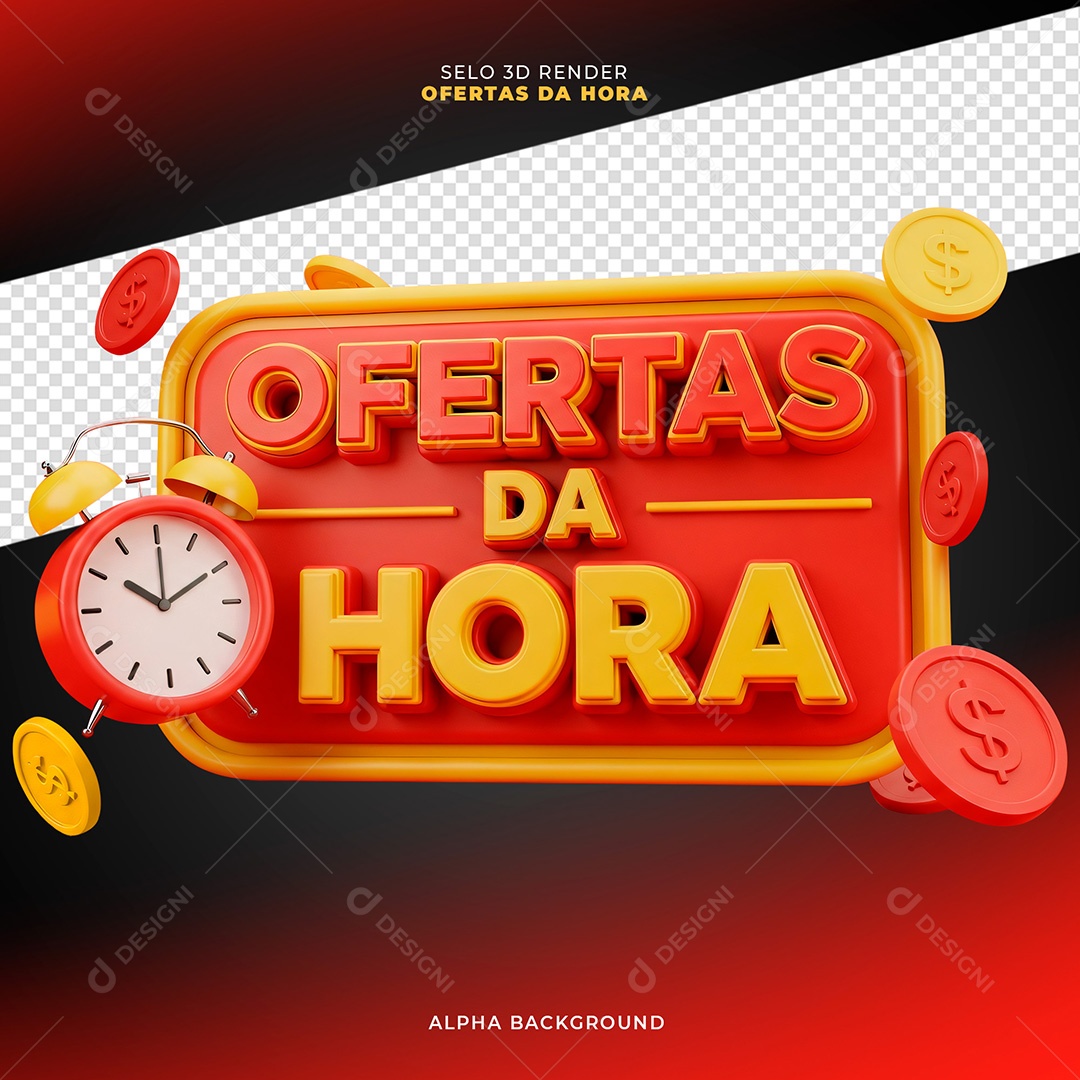 Selo 3D Ofertas da Hora para Composição PSD