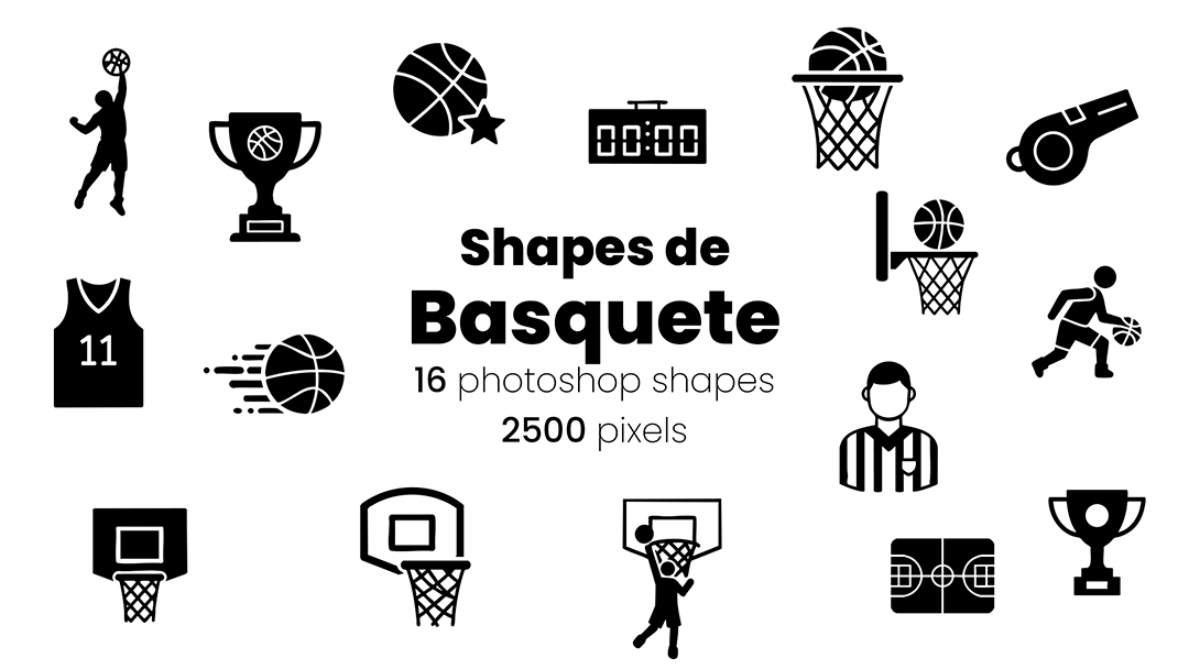 Conjunto de Ícones Basquete Shapes Shapes CSH