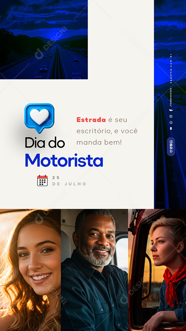 Story Dia do Motorista 25 de Julho Estrada é Seu Escritório Social Media PSD Editável