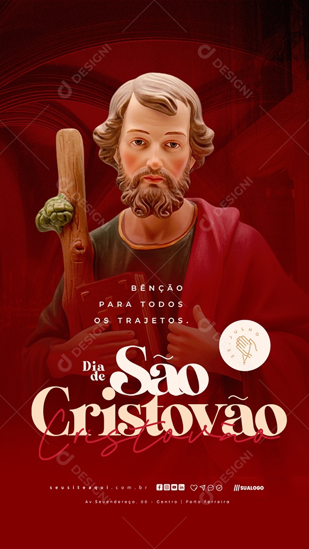Story Dia de São Cristóvão 25 de Julho Bênção para Todos Social Media PSD Editável