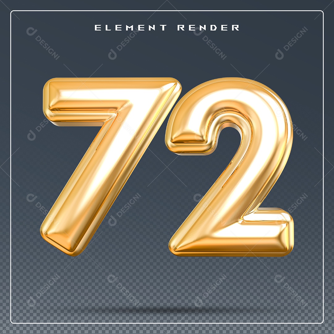 Elemento 3D Número  Dourado para Composição PSD