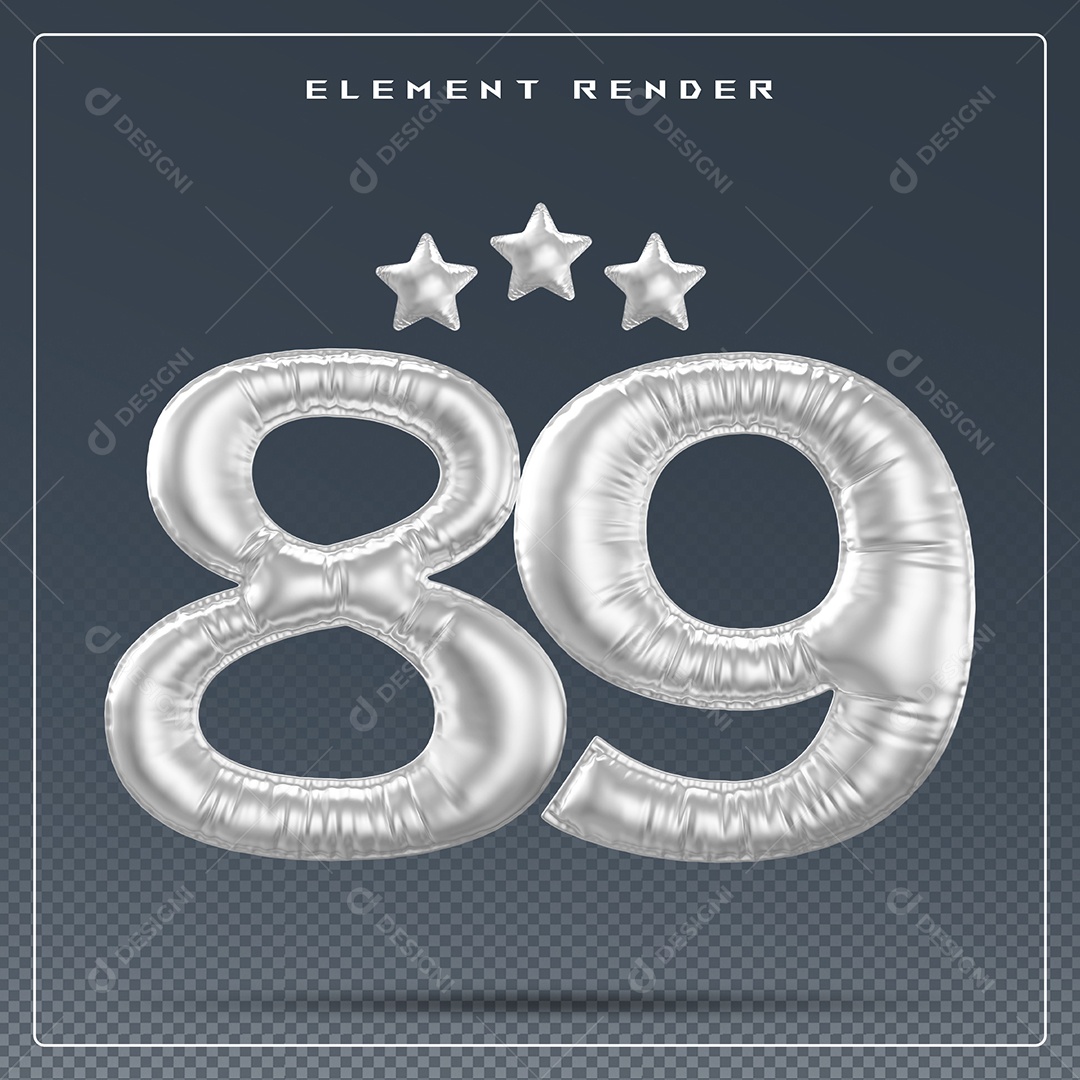 Elemento 3D Número 46 Cinza para Composição PSD