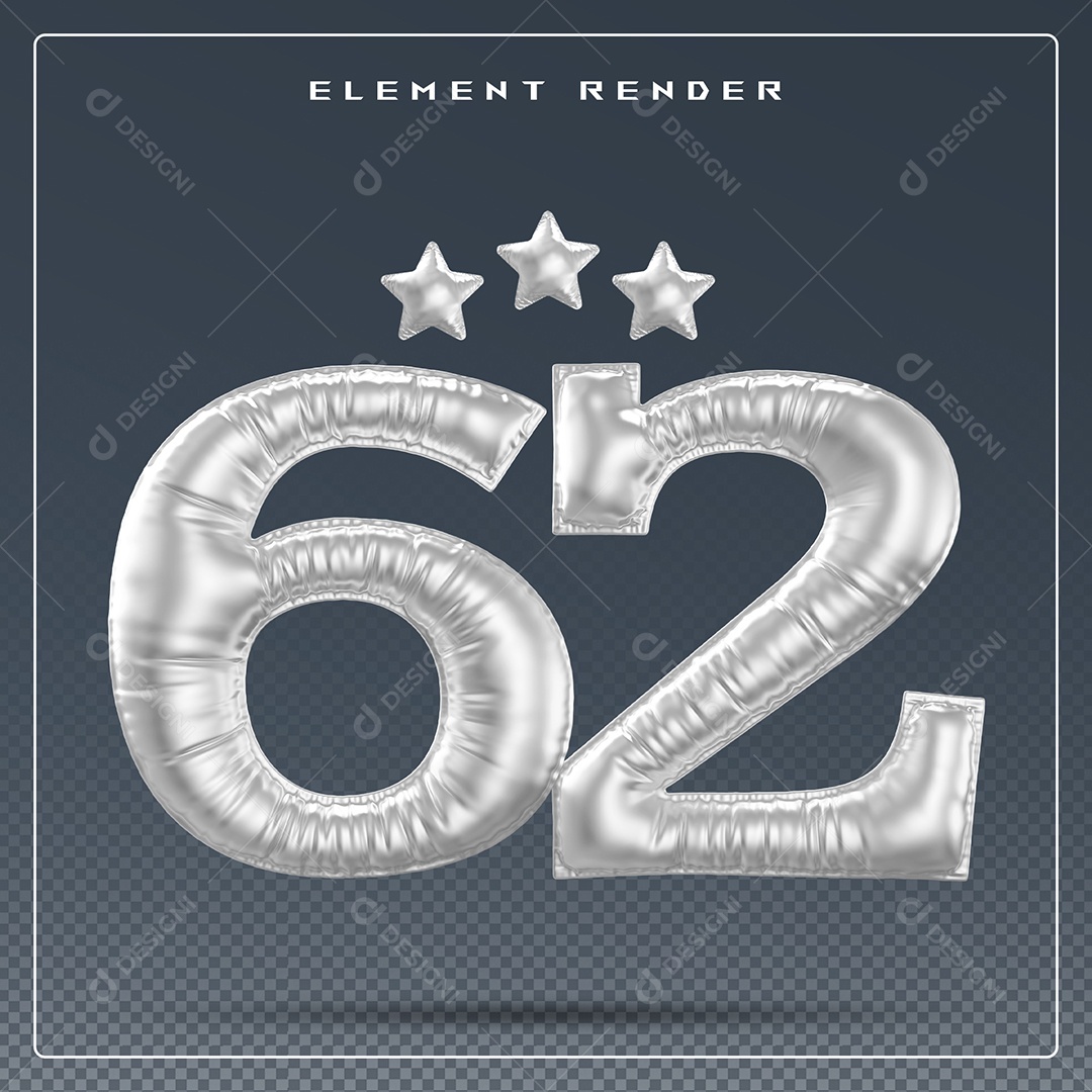 Elemento 3D Número 46 Cinza para Composição PSD